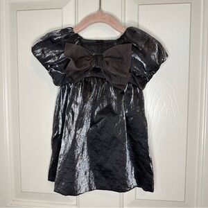 Zara Kids Heather Grey Shimmer Puff Sleeve Dress Sz 9-12 Months Coquette Formal